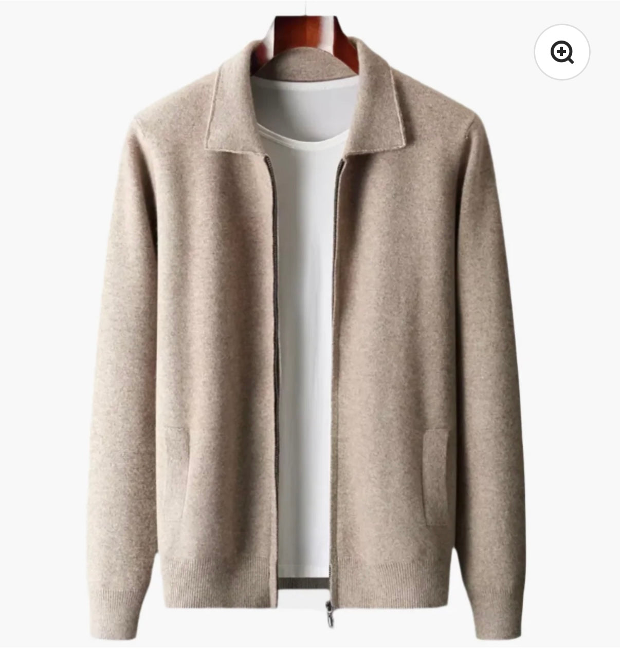 EXTRA-FINE MERINO WOOL ZIP POLO CARDIGAN