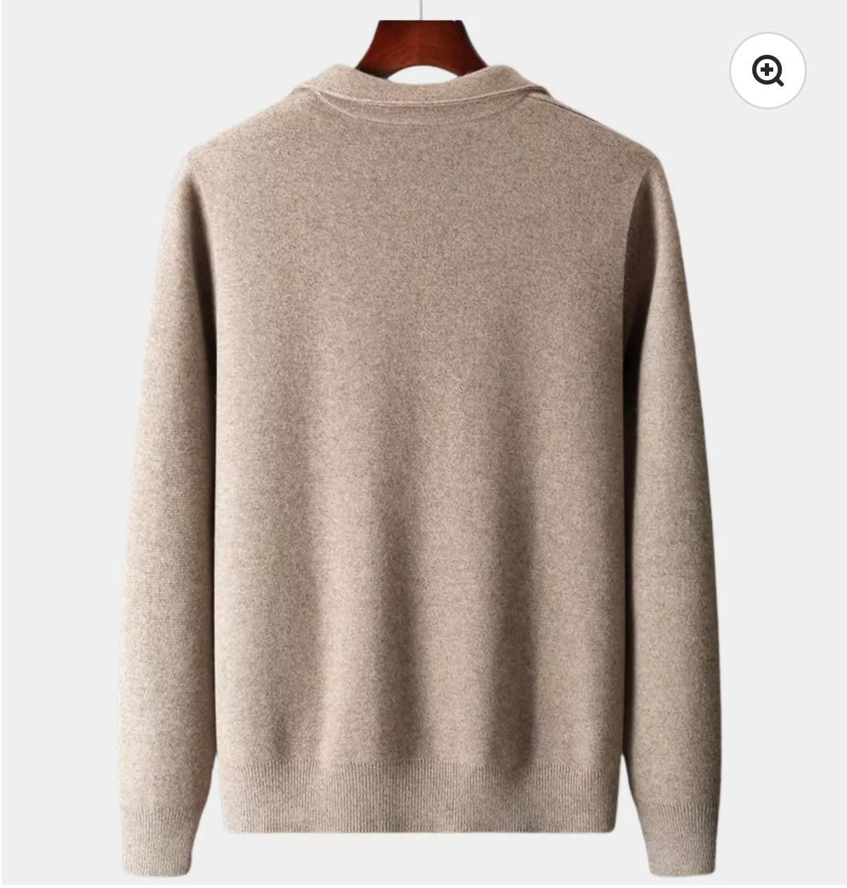 EXTRA-FINE MERINO WOOL ZIP POLO CARDIGAN