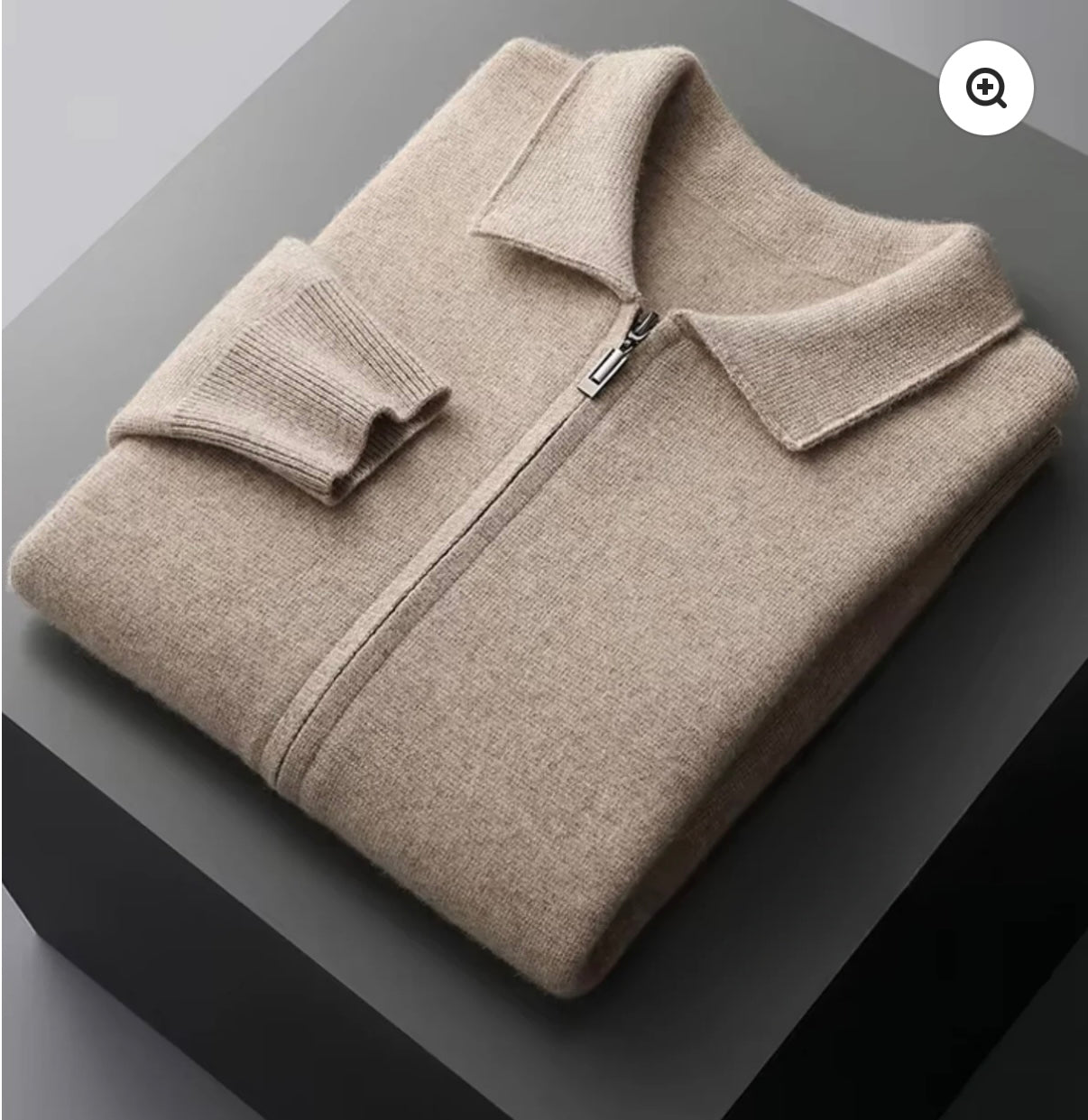 EXTRA-FINE MERINO WOOL ZIP POLO CARDIGAN