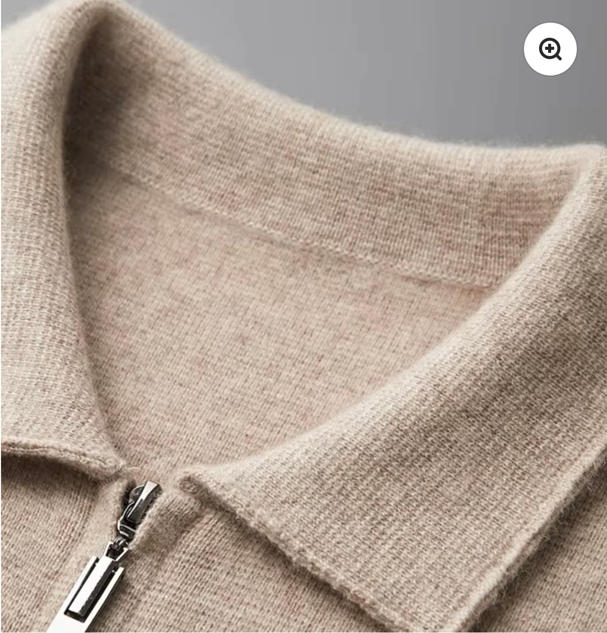 EXTRA-FINE MERINO WOOL ZIP POLO CARDIGAN